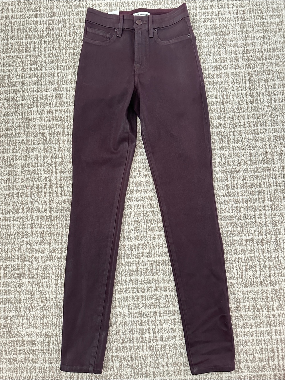 NWT Good American Good Legs Coated Deep Plum Women's High-Rise Skinny Jeans Sz00